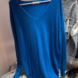 BRAND NEW ZENANA Vibrant Blue oversized V-Neck Sweater